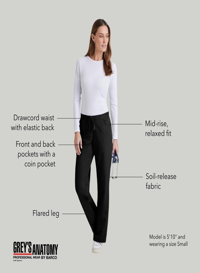 Barco Grey’s Anatomy by BARCO Classic Riley Scrub Pant for Women – Black, 5-Pocket Mid-Rise Flared Leg Bottoms with Natural Stretch, Soil Release Fabric, and Super-Soft Finish – Large, Petite Fit - Image 4